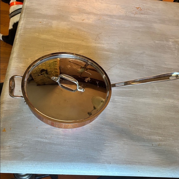 All Clad Stainless Steel cooper bottom  Sauté Pan w/ Lid. EUC - Picture 1 of 7